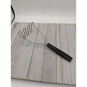 Vintage EKCO #12 Potato Vegetable Masher Black Handle Utensil 10 1/4"